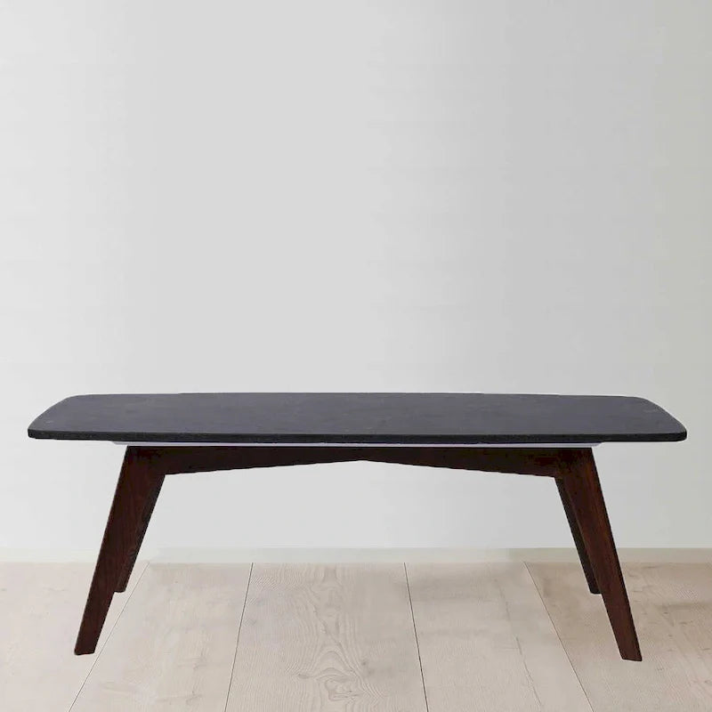 Table basse rectangulaire Faura 18 x 43.5 en marbre noir italien avec pieds en noyer