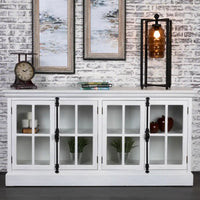 Meuble console média Coventry en chêne blanc à 4 portes - 72 x 17 x 36