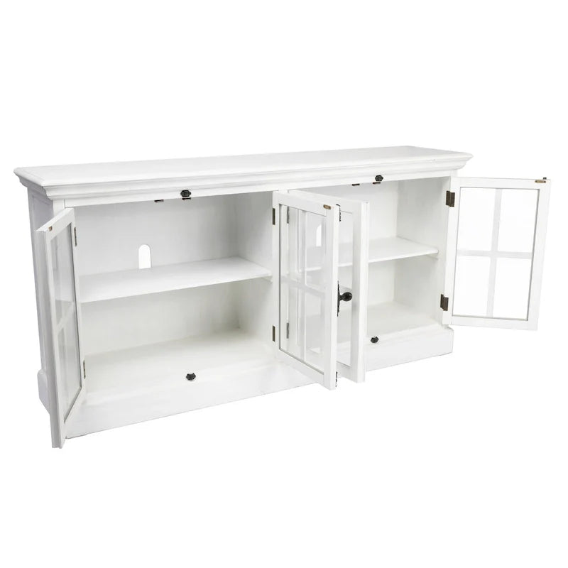 Meuble console média Coventry en chêne blanc à 4 portes - 72 x 17 x 36