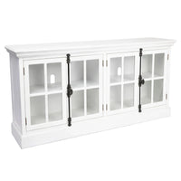 Meuble console média Coventry en chêne blanc à 4 portes - 72 x 17 x 36
