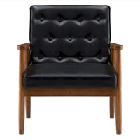 Chaise rétro moderne en similicuir noir