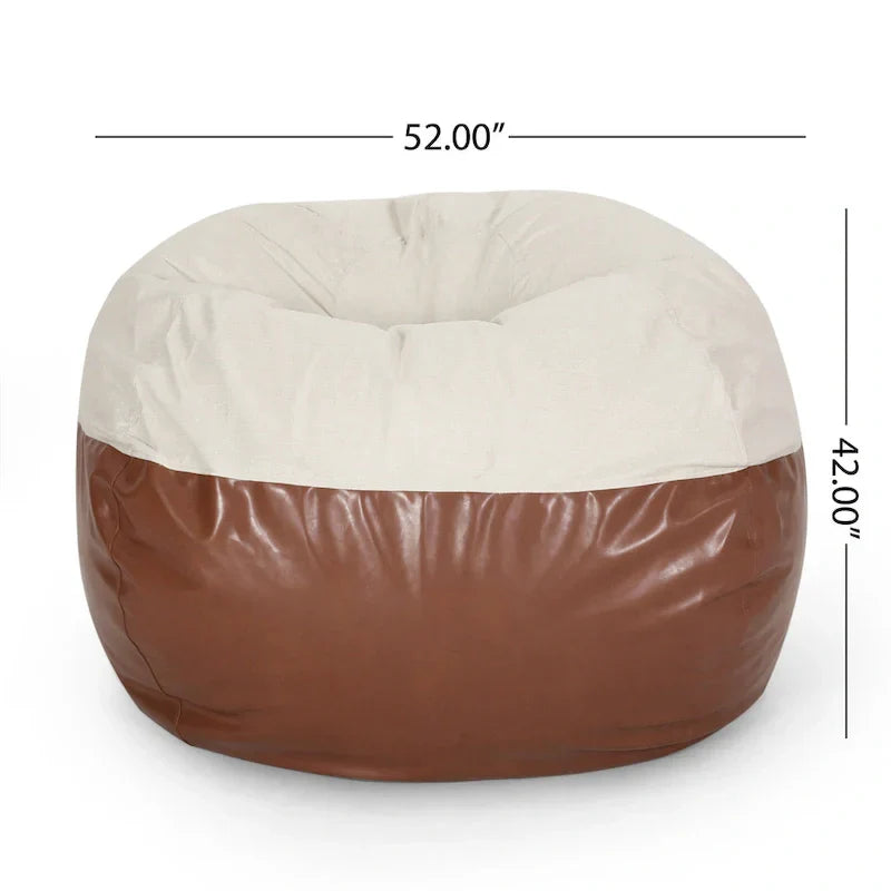 Ohnstad Pouf moderne 5 pieds bicolore en tissu et similicuir par Christopher Knight Home