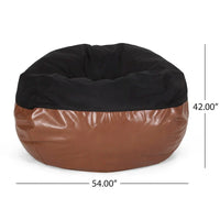 Ohnstad Pouf moderne 5 pieds bicolore en tissu et similicuir par Christopher Knight Home