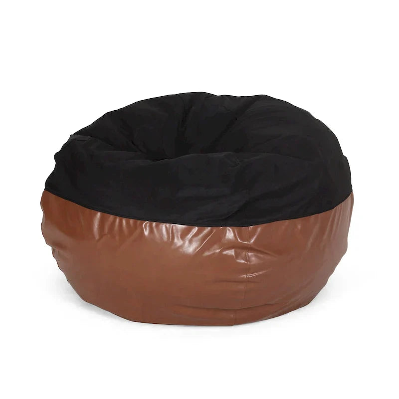 Ohnstad Pouf moderne 5 pieds bicolore en tissu et similicuir par Christopher Knight Home