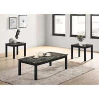Table basse 3 pièces avec plateau en faux marbre