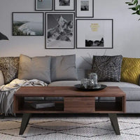 Table basse rectangulaire moderne en bois massif et métal WYNDENHALL Mitchell de 48 pouces de large - 48 L x 22 P x 18 H