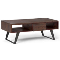 Table basse rectangulaire moderne en bois massif et métal WYNDENHALL Mitchell de 48 pouces de large - 48 L x 22 P x 18 H