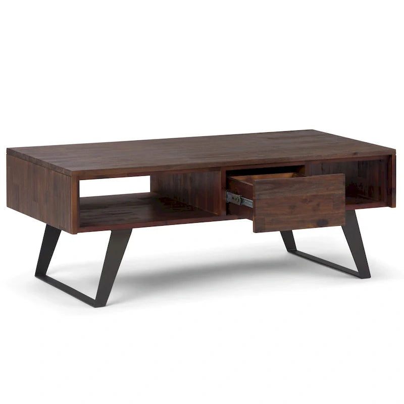 Table basse rectangulaire moderne en bois massif et métal WYNDENHALL Mitchell de 48 pouces de large - 48 L x 22 P x 18 H