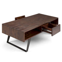 Table basse rectangulaire moderne en bois massif et métal WYNDENHALL Mitchell de 48 pouces de large - 48 L x 22 P x 18 H