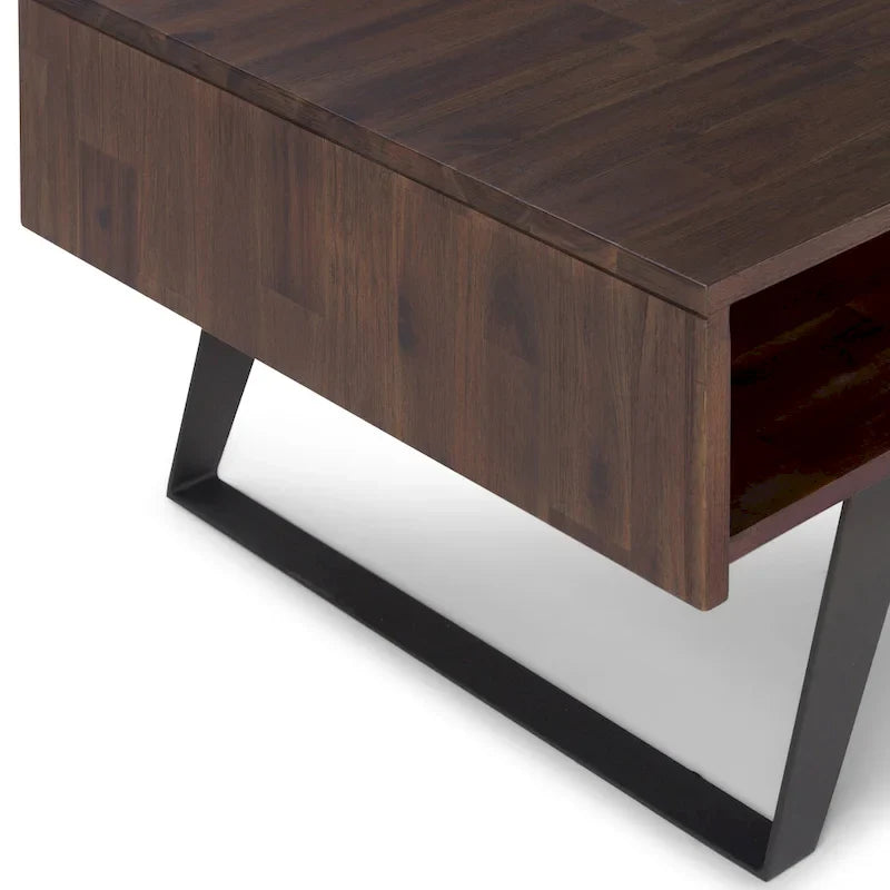 Table basse rectangulaire moderne en bois massif et métal WYNDENHALL Mitchell de 48 pouces de large - 48 L x 22 P x 18 H