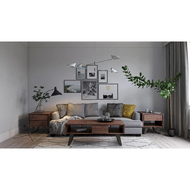 Table basse rectangulaire moderne en bois massif et métal WYNDENHALL Mitchell de 48 pouces de large - 48 L x 22 P x 18 H