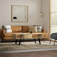 Table basse rectangulaire moderne en bois massif et métal WYNDENHALL Mitchell de 48 pouces de large - 48 L x 22 P x 18 H