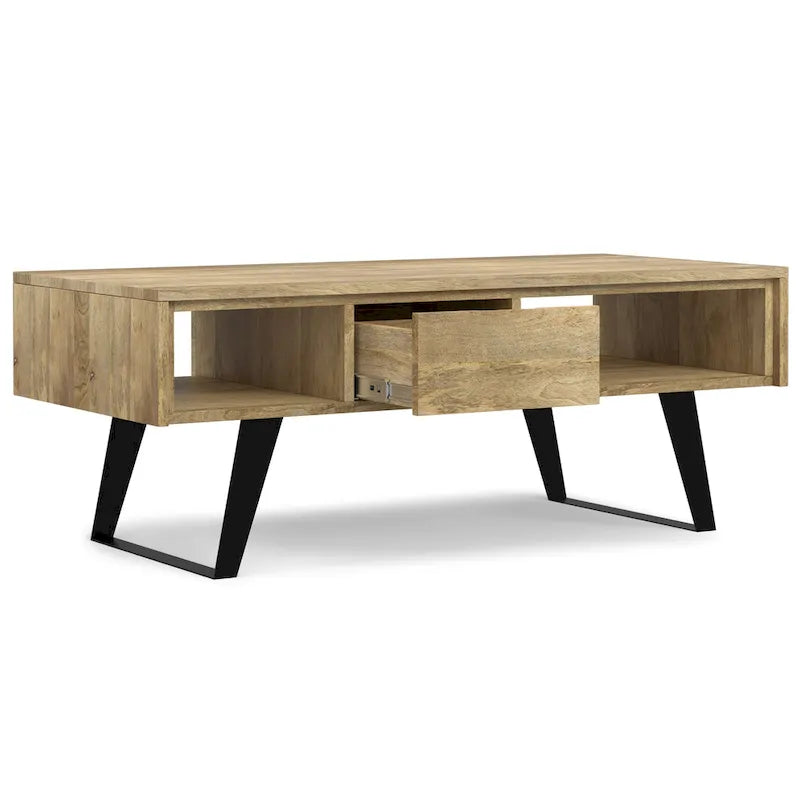 Table basse rectangulaire moderne en bois massif et métal WYNDENHALL Mitchell de 48 pouces de large - 48 L x 22 P x 18 H