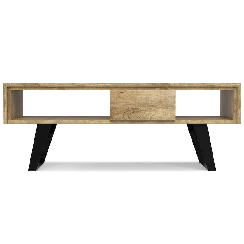 Table basse rectangulaire moderne en bois massif et métal WYNDENHALL Mitchell de 48 pouces de large - 48 L x 22 P x 18 H