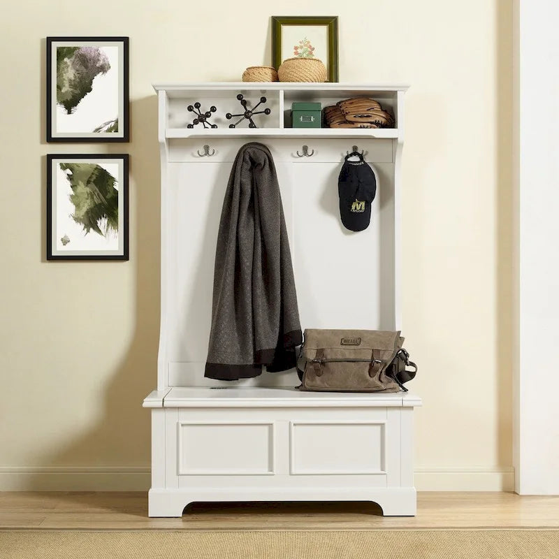 Meuble d'entrée Campbell en bois blanc classique