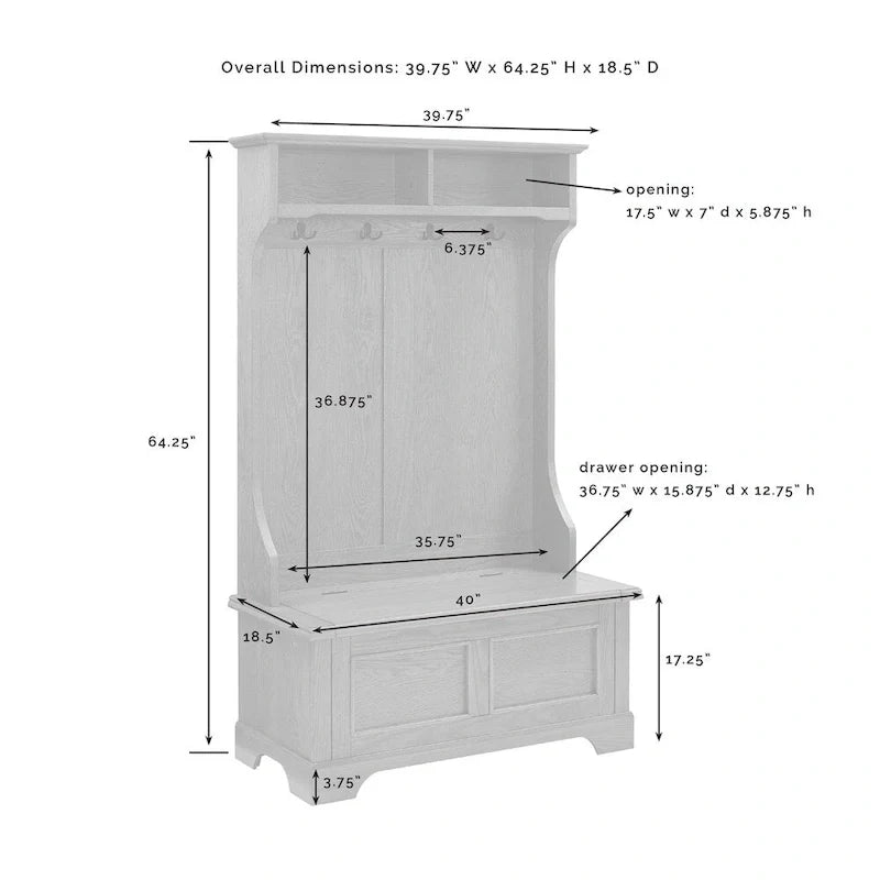 Meuble d'entrée Campbell en bois blanc classique