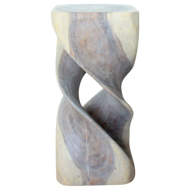 Haussmann table tabouret en bois à double torsadé 14 po carré x 30 po H, huile grise - 14 x 14 x 30