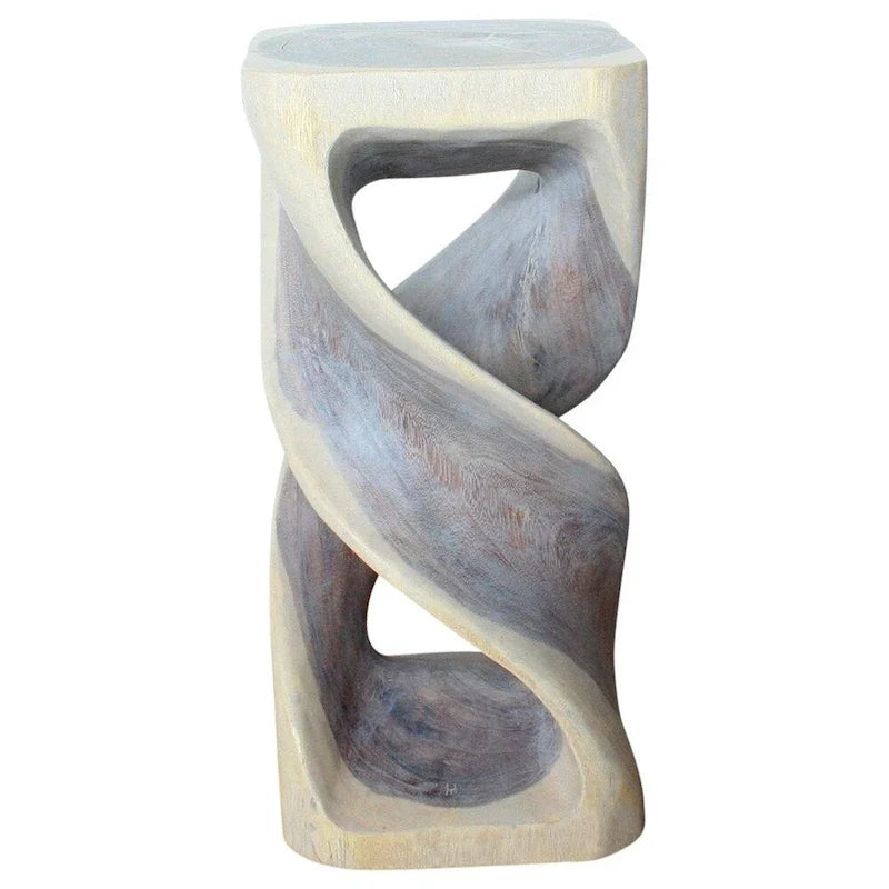 Haussmann table tabouret en bois à double torsadé 14 po carré x 30 po H, huile grise - 14 x 14 x 30