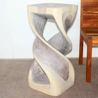 Haussmann table tabouret en bois à double torsadé 14 po carré x 30 po H, huile grise - 14 x 14 x 30