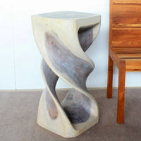 Haussmann table tabouret en bois à double torsadé 14 po carré x 30 po H, huile grise - 14 x 14 x 30