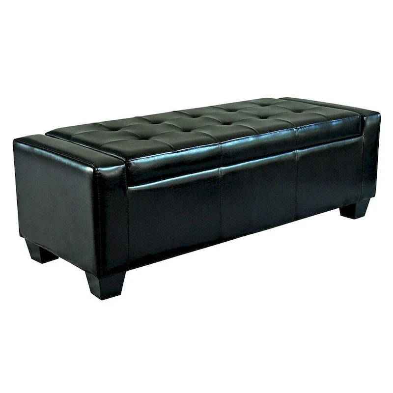 Banc de rangement ottoman Porch & Den Pickard en similicuir noir