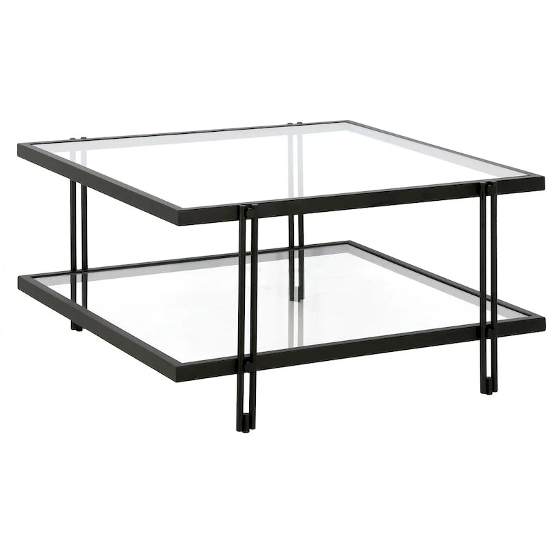 Table basse Inez moderne en acier et verre