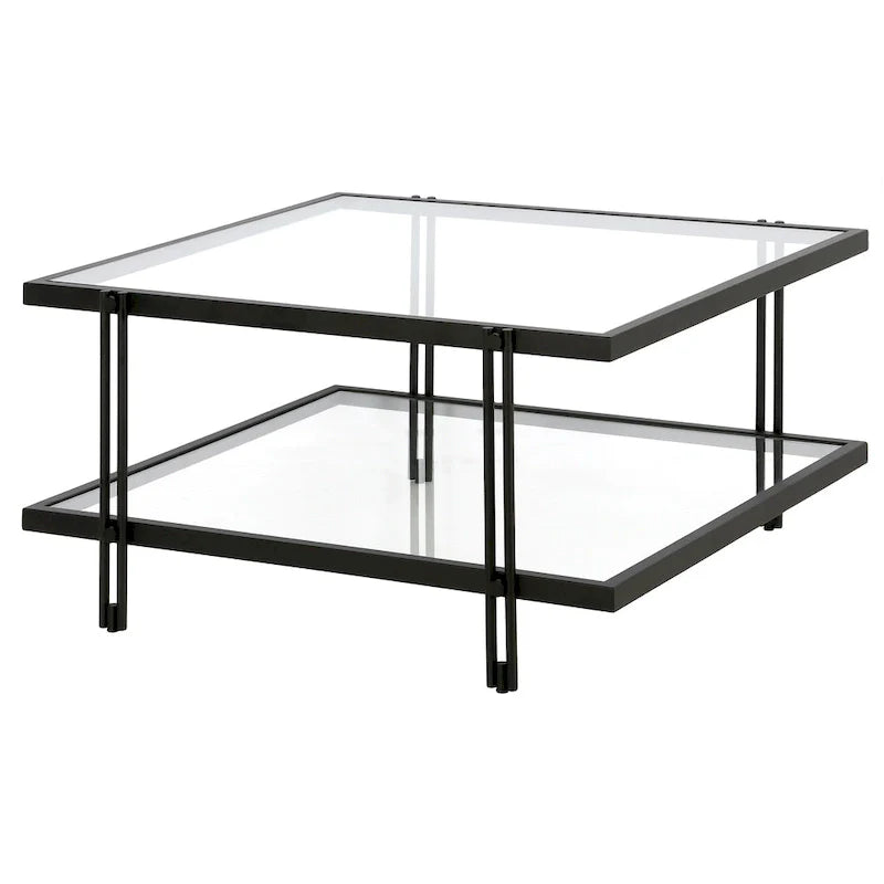 Table basse Inez moderne en acier et verre