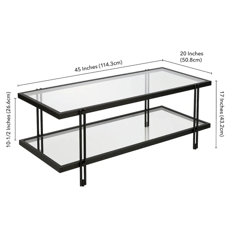 Table basse Inez moderne en acier et verre