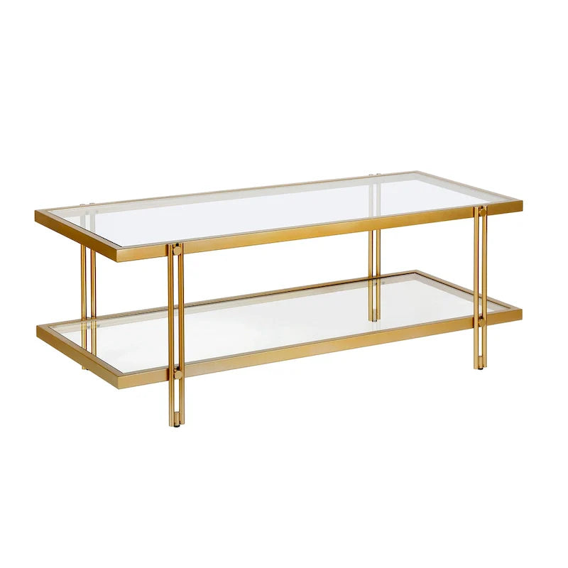 Table basse Inez moderne en acier et verre