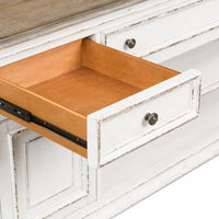 Meuble TV de divertissement Magnolia Manor blanc antique et écorce vieillie - 73 po de large