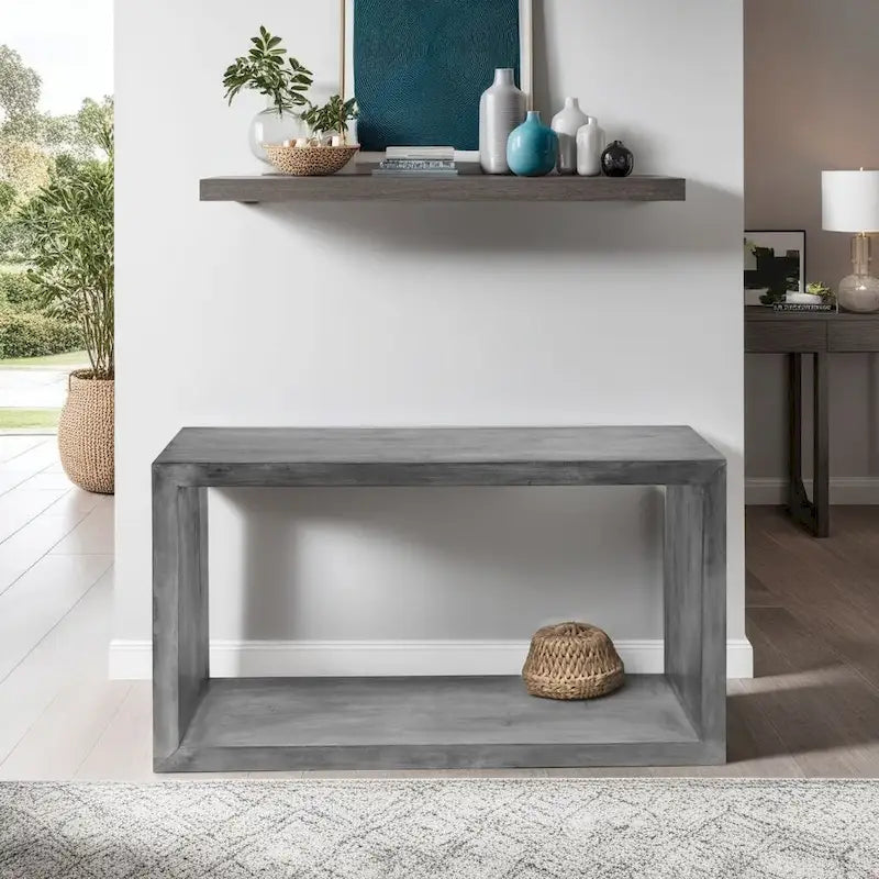 Console buffet Keli 52 pouces en bois de manguier, cube ouvert, 1 étagère