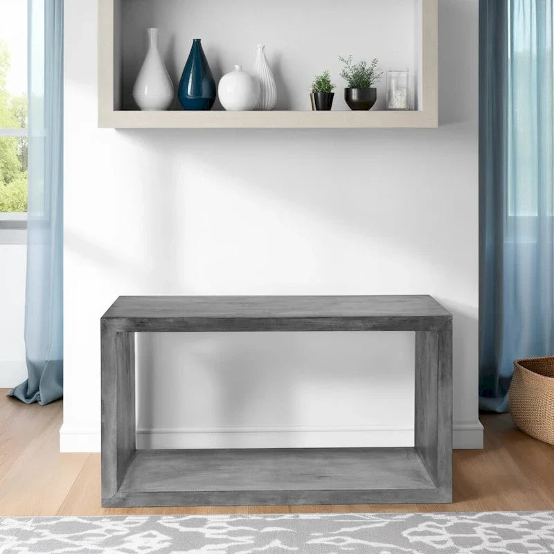 Console buffet Keli 52 pouces en bois de manguier, cube ouvert, 1 étagère