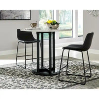 Centiar Table ronde hauteur comptoir blanc/noir