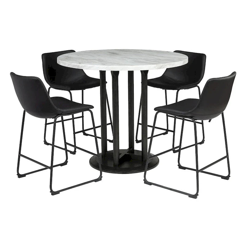 Centiar Table ronde hauteur comptoir blanc/noir