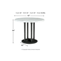 Centiar Table ronde hauteur comptoir blanc/noir