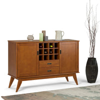 Buffet et casier à vin mid-century moderne en bois dur massif WYNDENHALL Tierney de 54 po de large - 54 L x 17 P x 36 H