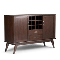 Buffet et casier à vin mid-century moderne en bois dur massif WYNDENHALL Tierney de 54 po de large - 54 L x 17 P x 36 H