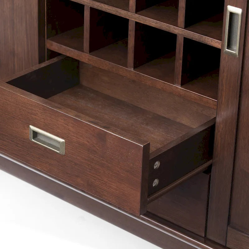 Buffet et casier à vin mid-century moderne en bois dur massif WYNDENHALL Tierney de 54 po de large - 54 L x 17 P x 36 H