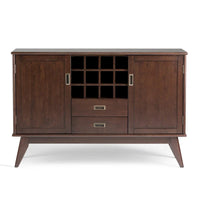 Buffet et casier à vin mid-century moderne en bois dur massif WYNDENHALL Tierney de 54 po de large - 54 L x 17 P x 36 H