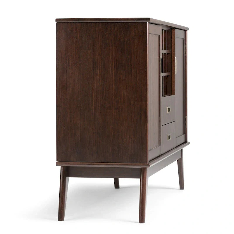 Buffet et casier à vin mid-century moderne en bois dur massif WYNDENHALL Tierney de 54 po de large - 54 L x 17 P x 36 H