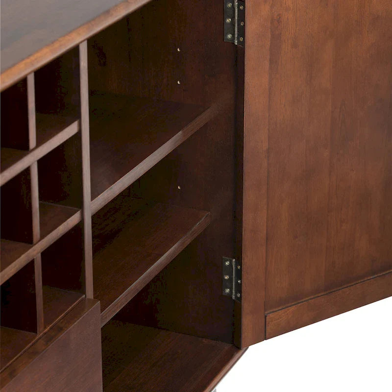 Buffet et casier à vin mid-century moderne en bois dur massif WYNDENHALL Tierney de 54 po de large - 54 L x 17 P x 36 H