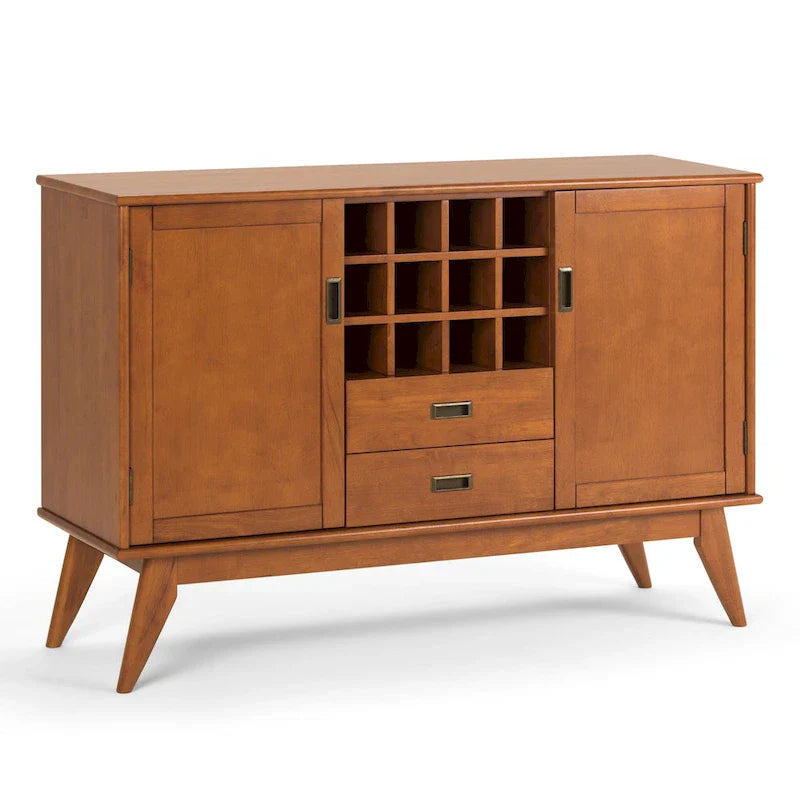 Buffet et casier à vin mid-century moderne en bois dur massif WYNDENHALL Tierney de 54 po de large - 54 L x 17 P x 36 H