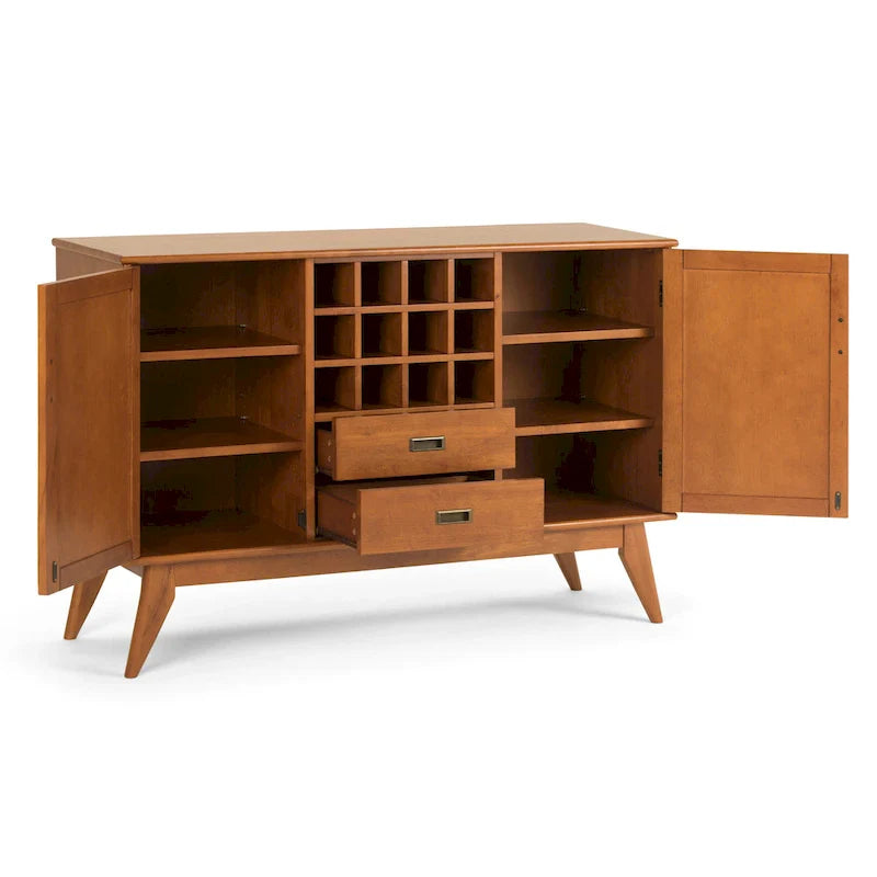 Buffet et casier à vin mid-century moderne en bois dur massif WYNDENHALL Tierney de 54 po de large - 54 L x 17 P x 36 H