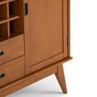 Buffet et casier à vin mid-century moderne en bois dur massif WYNDENHALL Tierney de 54 po de large - 54 L x 17 P x 36 H