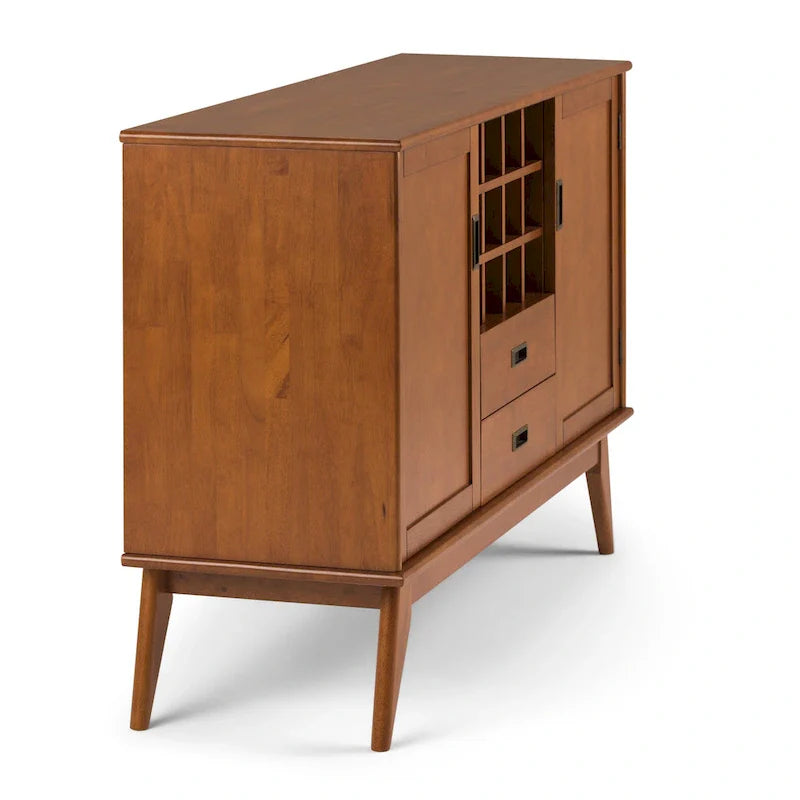 Buffet et casier à vin mid-century moderne en bois dur massif WYNDENHALL Tierney de 54 po de large - 54 L x 17 P x 36 H
