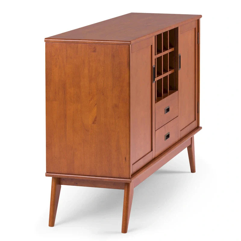 Buffet et casier à vin mid-century moderne en bois dur massif WYNDENHALL Tierney de 54 po de large - 54 L x 17 P x 36 H