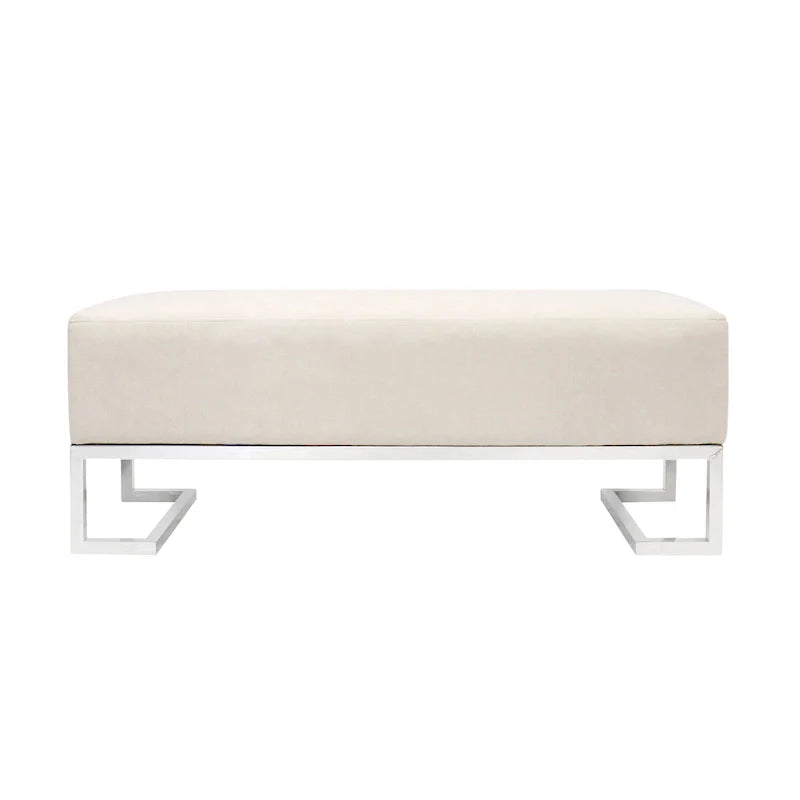Banc Pasargad Home Luxe rembourré en acier inoxydable - L48xP16.5xH17.6