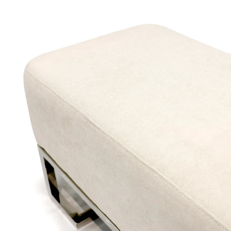 Banc Pasargad Home Luxe rembourré en acier inoxydable - L48xP16.5xH17.6