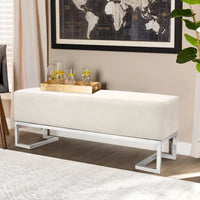 Banc Pasargad Home Luxe rembourré en acier inoxydable - L48xP16.5xH17.6