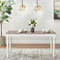 Table rectangulaire Simple Living Skipton noyer/blanc en hévéa - Noyer